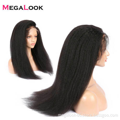 Premium Remy Raw Hair Unprocessed Brazilian 24 26 28 30 32 Inch Human Hair Kinky Straight Natural Lace Front Wig